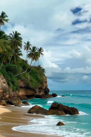 海边椰林沙滩自然风景 海边椰林沙滩自然风景