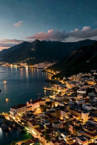 海滨山城夜景俯瞰素材 海滨山城夜景俯瞰素材