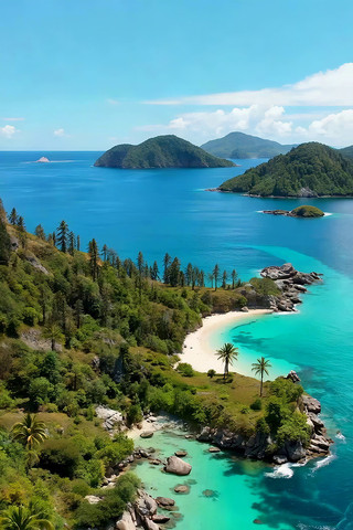 海岛海滩自然风光俯瞰 海岛海滩自然风光俯瞰