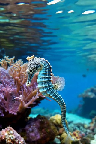 海底海马与珊瑚特写 海底海马与珊瑚特写