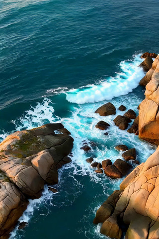 海浪拍打礁石海岸景象 海浪拍打礁石海岸景象
