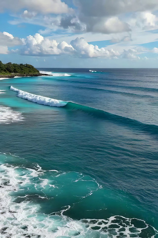 海上波浪与岸边景色 海上波浪与岸边景色