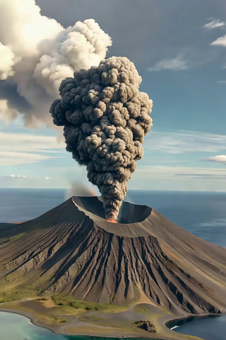 海上火山喷发场景素材 海上火山喷发场景素材