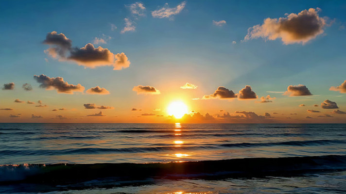 海上日落自然风光 海上日落自然风光