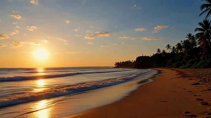 海滩日落海浪风景素材 海滩日落海浪风景素材