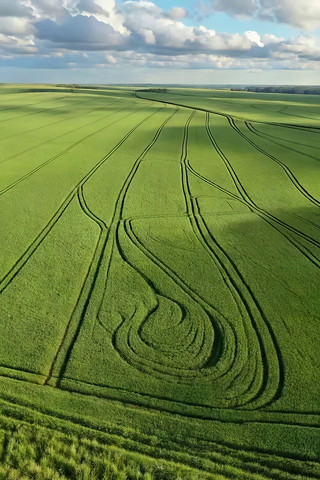 航拍绿色农田田野景象 航拍绿色农田田野景象