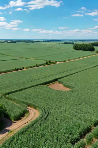 航拍绿色田野农田景象 航拍绿色田野农田景象
