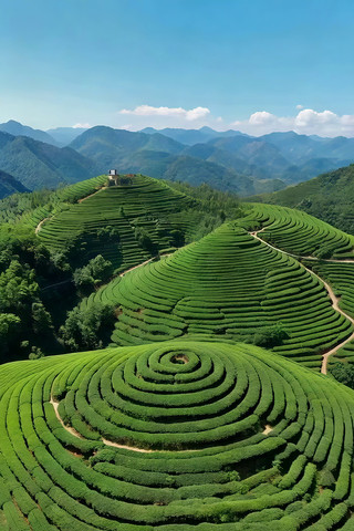 航拍山地茶园自然风光 航拍山地茶园自然风光