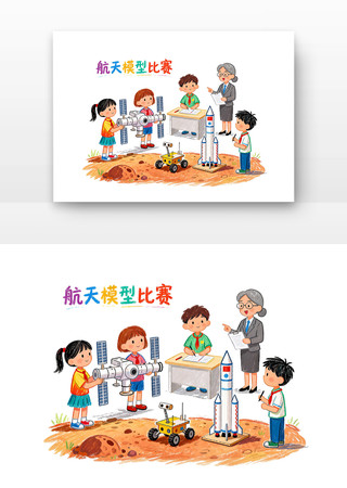 航天模型比赛中国航天日卡通 航天模型比赛中国航天日卡通