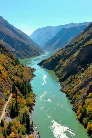 河谷秋季自然风光 河谷秋季自然风光