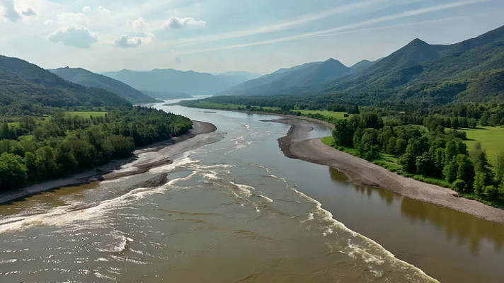 河流山谷自然风光俯瞰 河流山谷自然风光俯瞰