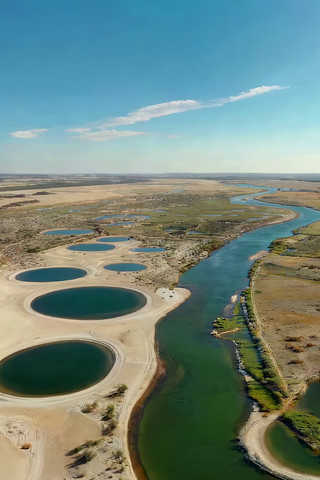 河流湿地航拍全景 河流湿地航拍全景
