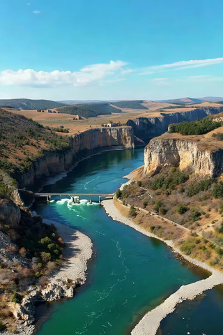 河流峡谷自然风光俯瞰 河流峡谷自然风光俯瞰