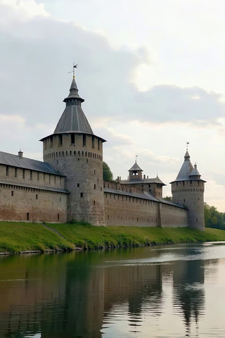 河畔古老城堡全景 河畔古老城堡全景