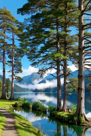 湖边树林自然风光美景 湖边树林自然风光美景