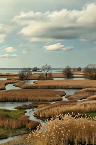 湖泊芦苇自然风光 湖泊芦苇自然风光