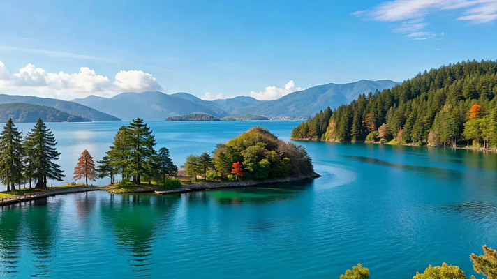 湖泊森林自然风光全景 湖泊森林自然风光全景
