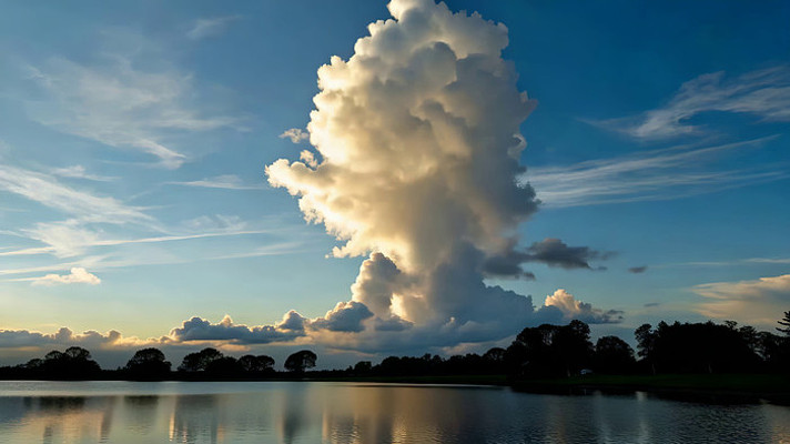 湖泊上空壮丽云朵景观 湖泊上空壮丽云朵景观
