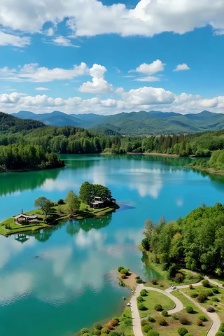 湖泊山林自然风光航拍素材 湖泊山林自然风光航拍素材