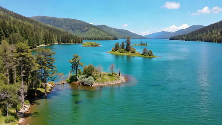 湖泊山脉森林自然风光全景 湖泊山脉森林自然风光全景