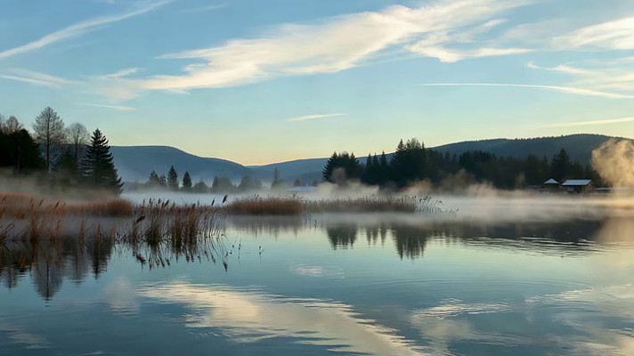 湖泊自然风光晨景 湖泊自然风光晨景