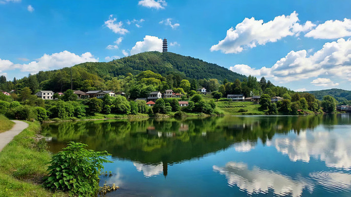 湖光山色中的古塔风景 湖光山色中的古塔风景