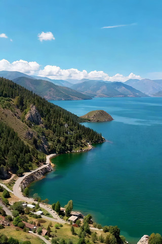 湖光山色自然风光航拍素材 湖光山色自然风光航拍素材