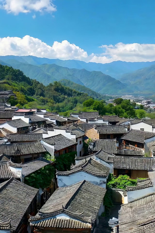 徽派古建筑群远景 徽派古建筑群远景