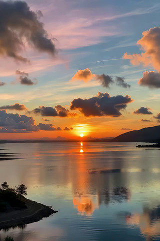 湖面日落自然风光 湖面日落自然风光