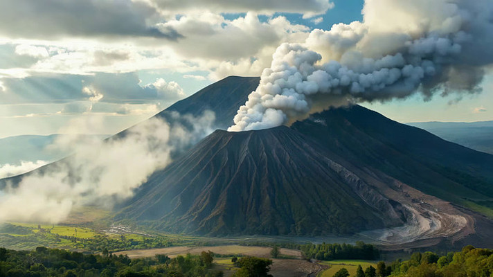 活火山喷发远景画面 活火山喷发远景画面