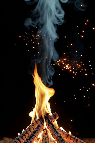 篝火燃烧特写素材 篝火燃烧特写素材