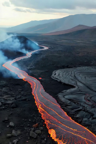 火山熔岩流淌自然景观 火山熔岩流淌自然景观