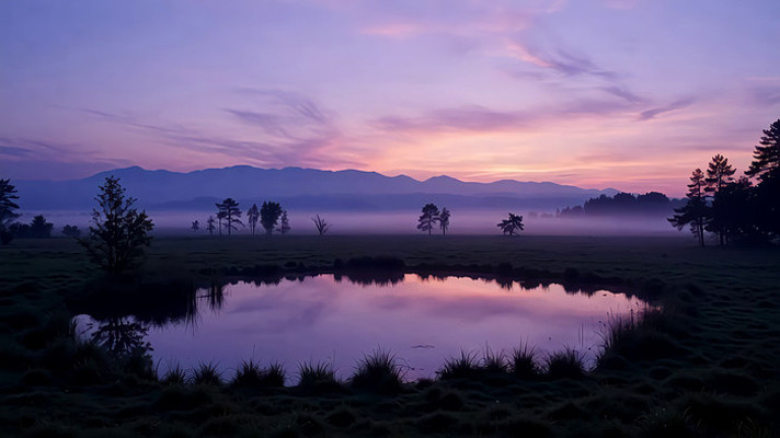 湖畔日出自然风光 湖畔日出自然风光