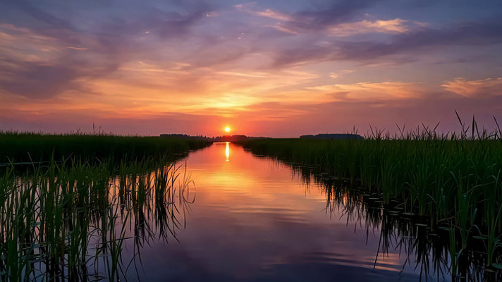 湖畔日落自然风光 湖畔日落自然风光