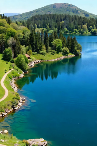 湖畔山林自然风光俯瞰 湖畔山林自然风光俯瞰