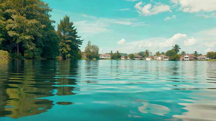 湖畔自然风光全景 湖畔自然风光全景
