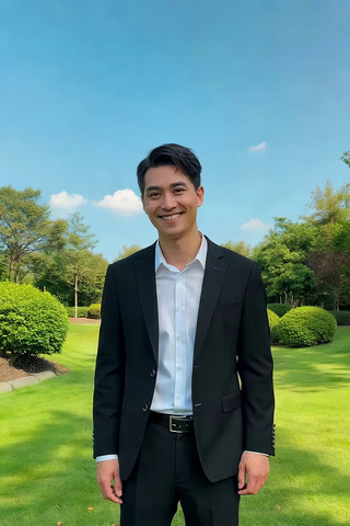 户外穿西装微笑男子 户外穿西装微笑男子