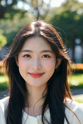 户外微笑长发女子特写 户外微笑长发女子特写