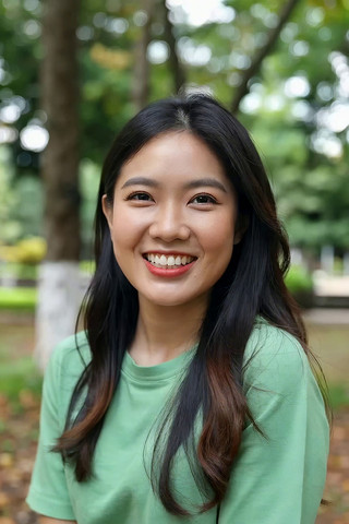 户外微笑的年轻女性 户外微笑的年轻女性