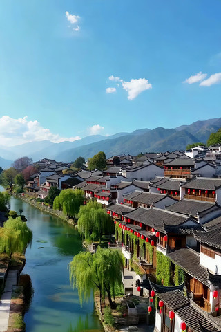 江南水乡古建筑沿河风光 江南水乡古建筑沿河风光