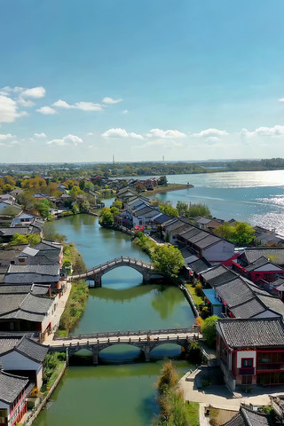 江南水乡古镇航拍全景 江南水乡古镇航拍全景