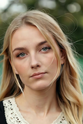 金发女子户外特写 金发女子户外特写