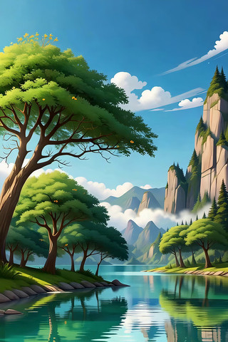 卡通风格山水自然风光素材 卡通风格山水自然风光素材