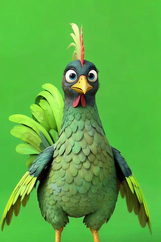 卡通公鸡绿幕素材 卡通公鸡绿幕素材