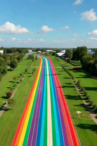 空中俯瞰彩色公路自然风光 空中俯瞰彩色公路自然风光