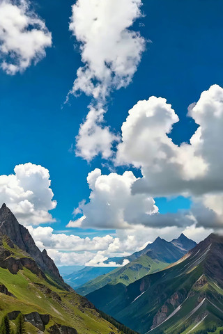 蓝天白云下的高山自然风光 蓝天白云下的高山自然风光