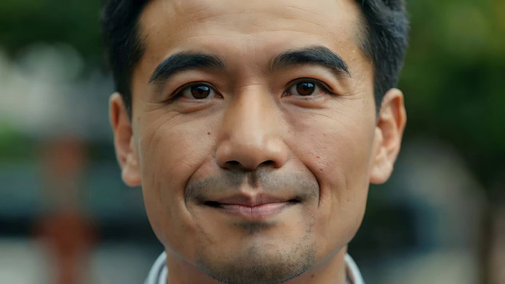 男子户外微笑特写 男子户外微笑特写