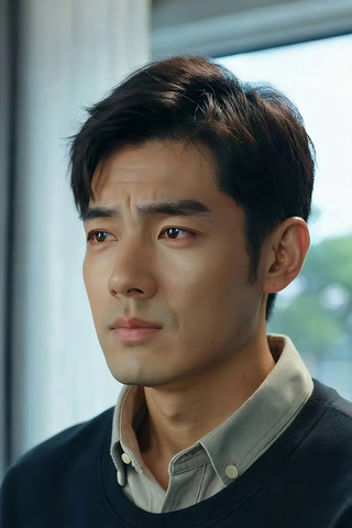 男子室内近景面部特写 男子室内近景面部特写