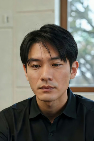 男子室内手托嘴思考画面 男子室内手托嘴思考画面