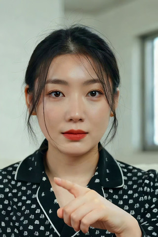 女性近景面部及手部动作画面 女性近景面部及手部动作画面